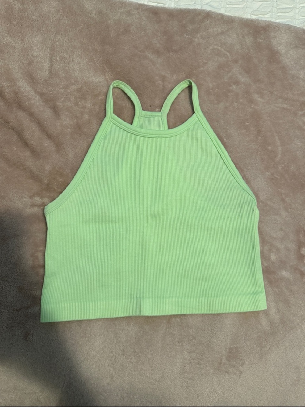 TNA Lime Green Ribbed Racerback Crop Top